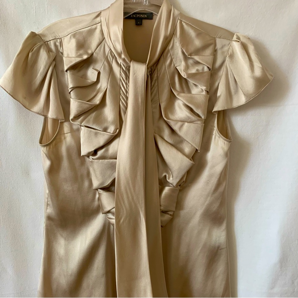 Zac Posen Silk Buttoned Blouse with tie